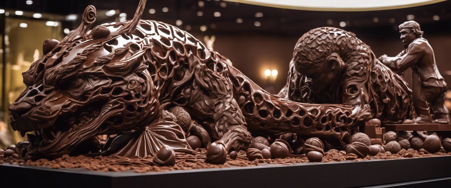 Chocolate sculpture displayed at Salon du Chocolat in Paris